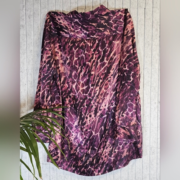 Soft Surroundings 100% Silk Blouse XL Purple Pink Animal Print NWT $139 - Picture 2 of 2